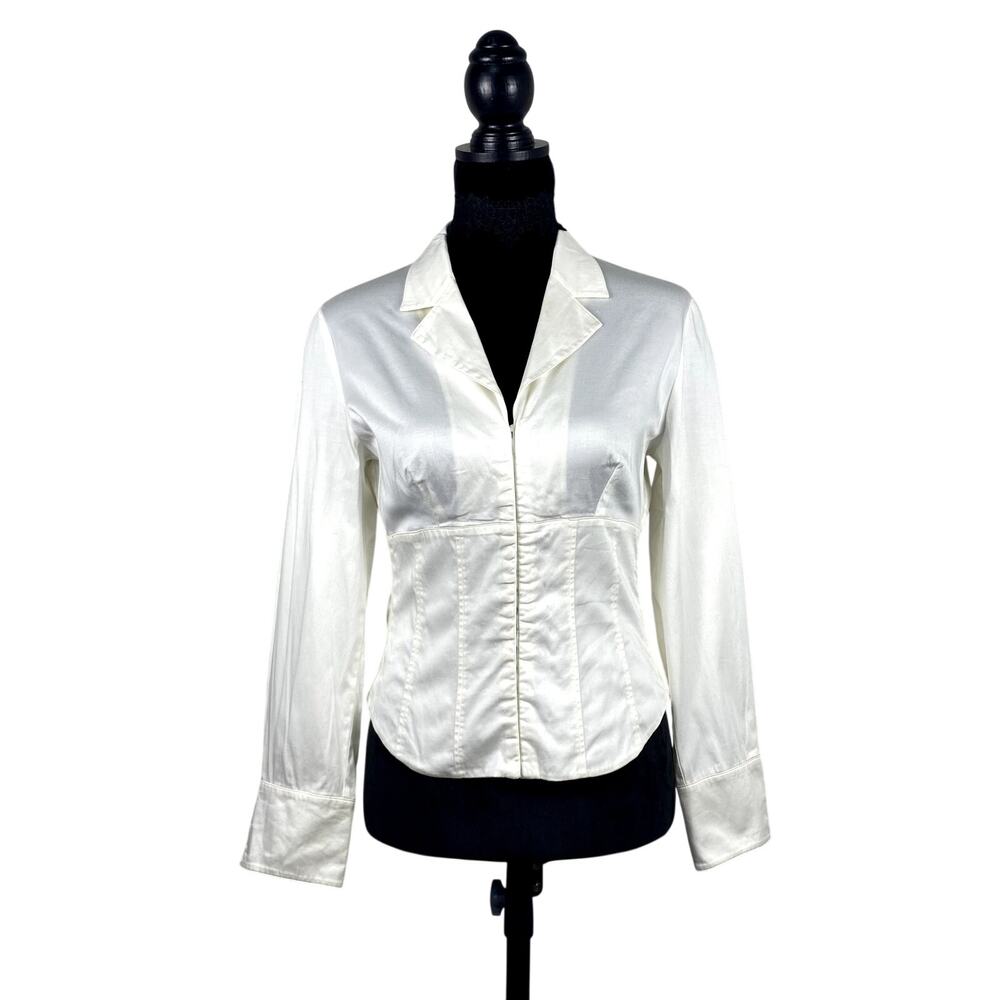 Escada Vampire Corset Style Clasp Button Down Office Siren Pirate Sexy Blouse 36